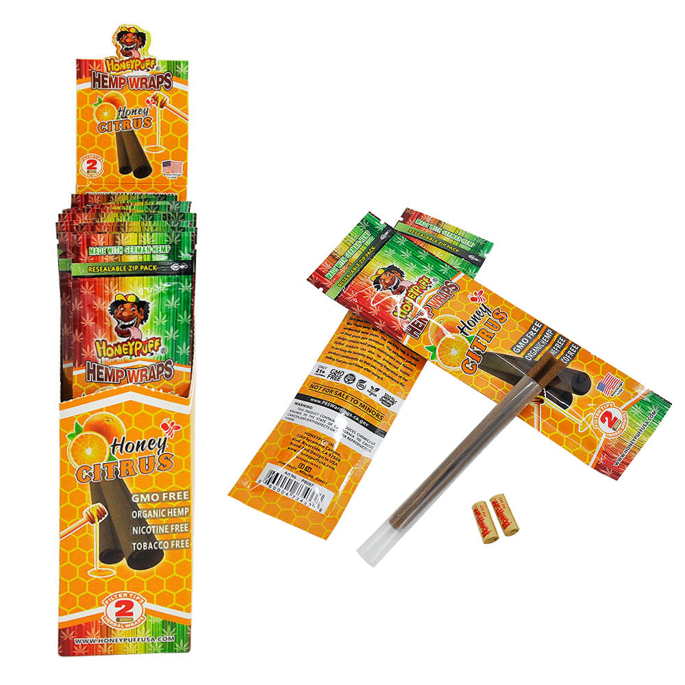 HONEYPUFF Orange Flavored Pre Rolled Cones, King Size Pre Rolled Rolling Paper with Tips, Slow Burning Rolling Cones, 2 PCS / Pack 12 Packs / Box