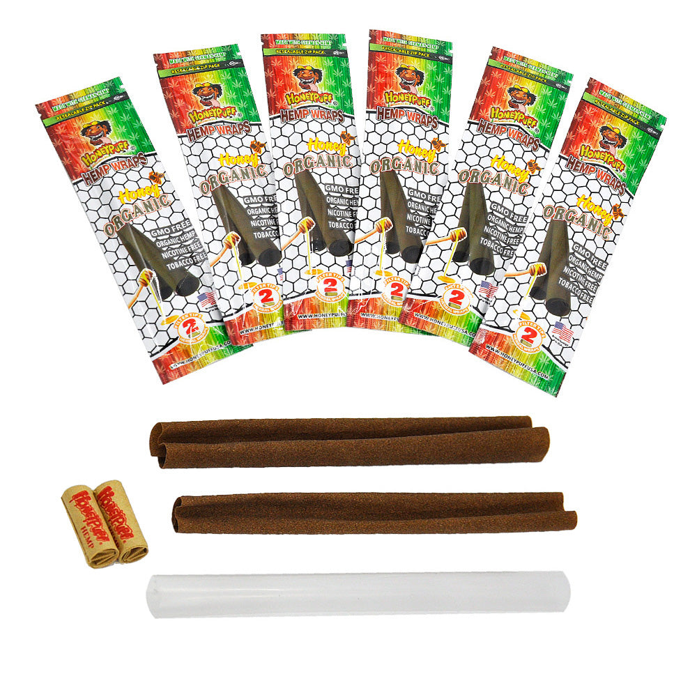 HONEYPUFF Honey Flavored Pre Rolled Cones, King Size Pre Rolled Rolling Paper with Tips, Slow Burning Rolling Cones, 2 PCS / Pack 12 Packs / Box