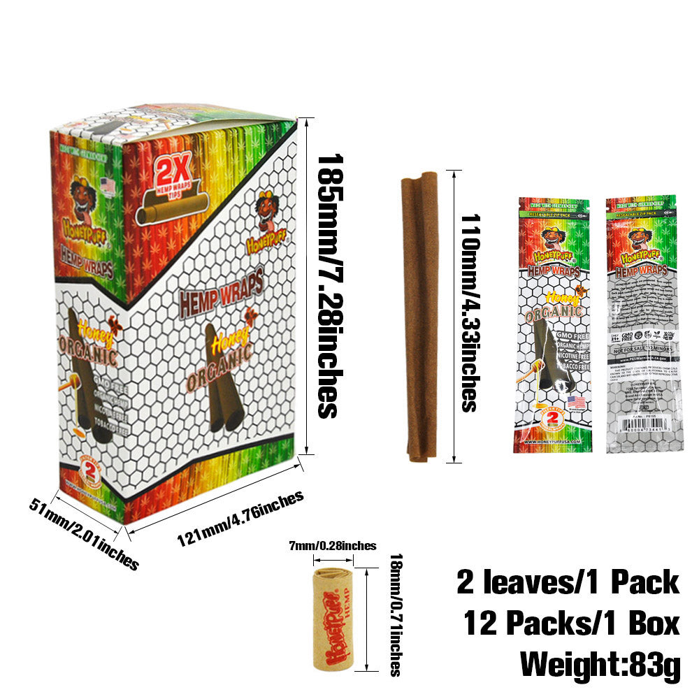 HONEYPUFF Honey Flavored Pre Rolled Cones, King Size Pre Rolled Rolling Paper with Tips, Slow Burning Rolling Cones, 2 PCS / Pack 12 Packs / Box