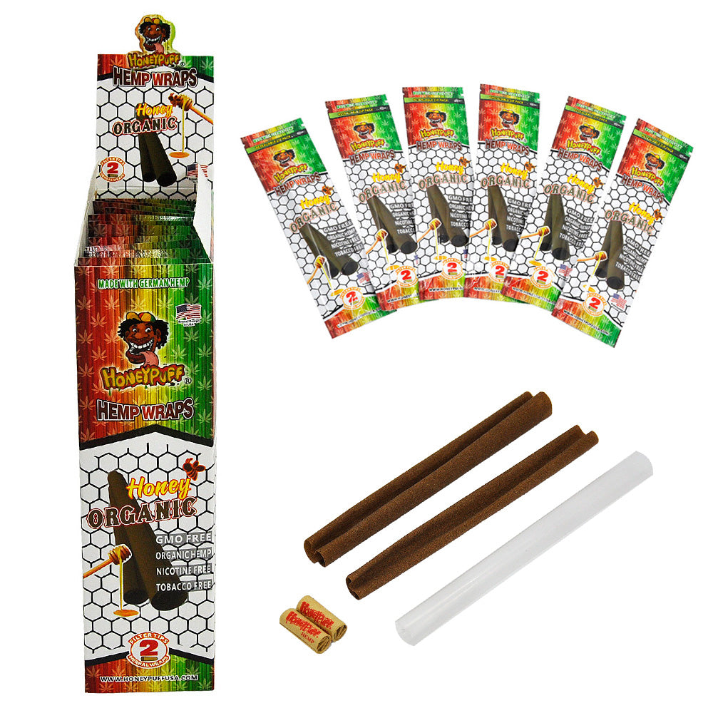 HONEYPUFF Honey Flavored Pre Rolled Cones, King Size Pre Rolled Rolling Paper with Tips, Slow Burning Rolling Cones, 2 PCS / Pack 12 Packs / Box