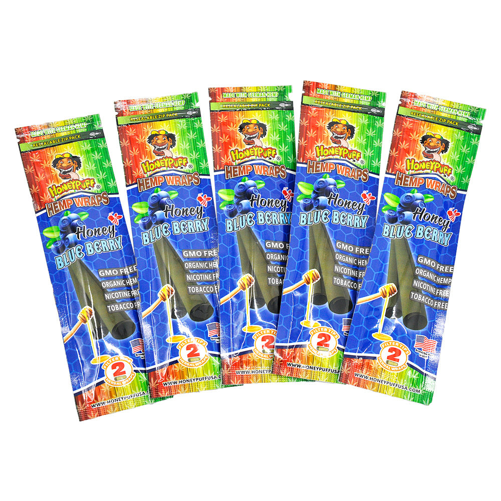 HONEYPUFF Blueberry Flavored Pre Rolled Cones, King Size Pre Rolled Rolling Paper with Tips, Slow Burning Rolling Cones, 2 PCS / Pack 12 Packs / Box