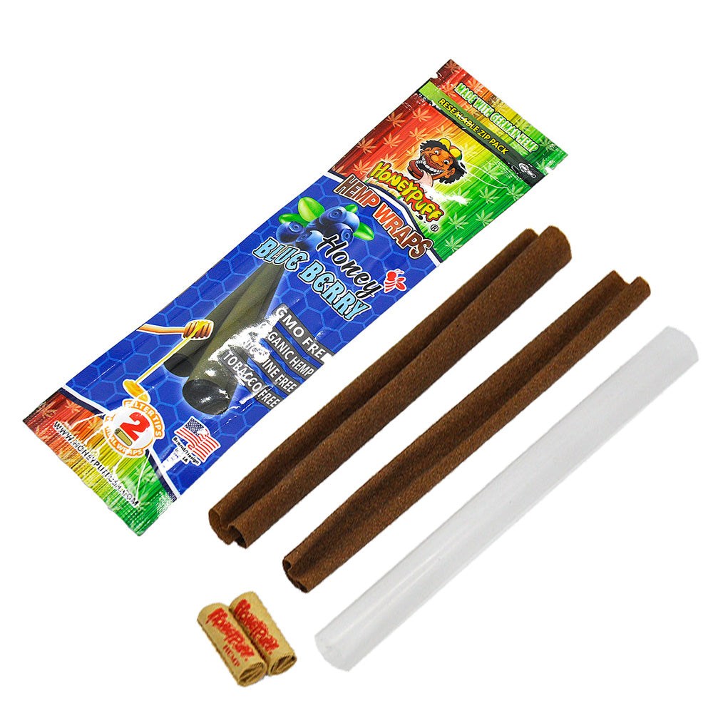 HONEYPUFF Blueberry Flavored Pre Rolled Cones, King Size Pre Rolled Rolling Paper with Tips, Slow Burning Rolling Cones, 2 PCS / Pack 12 Packs / Box