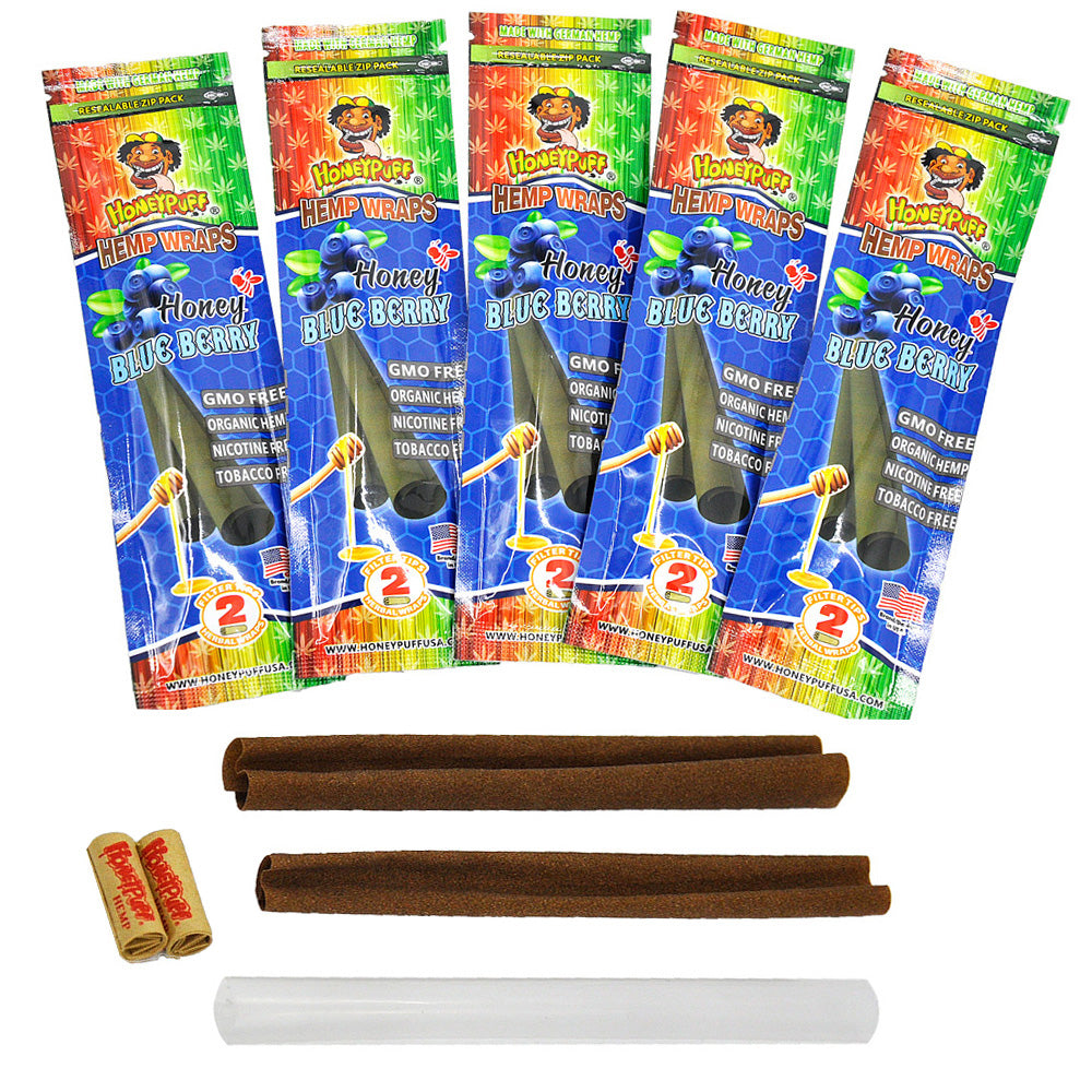 HONEYPUFF Blueberry Flavored Pre Rolled Cones, King Size Pre Rolled Rolling Paper with Tips, Slow Burning Rolling Cones, 2 PCS / Pack 12 Packs / Box