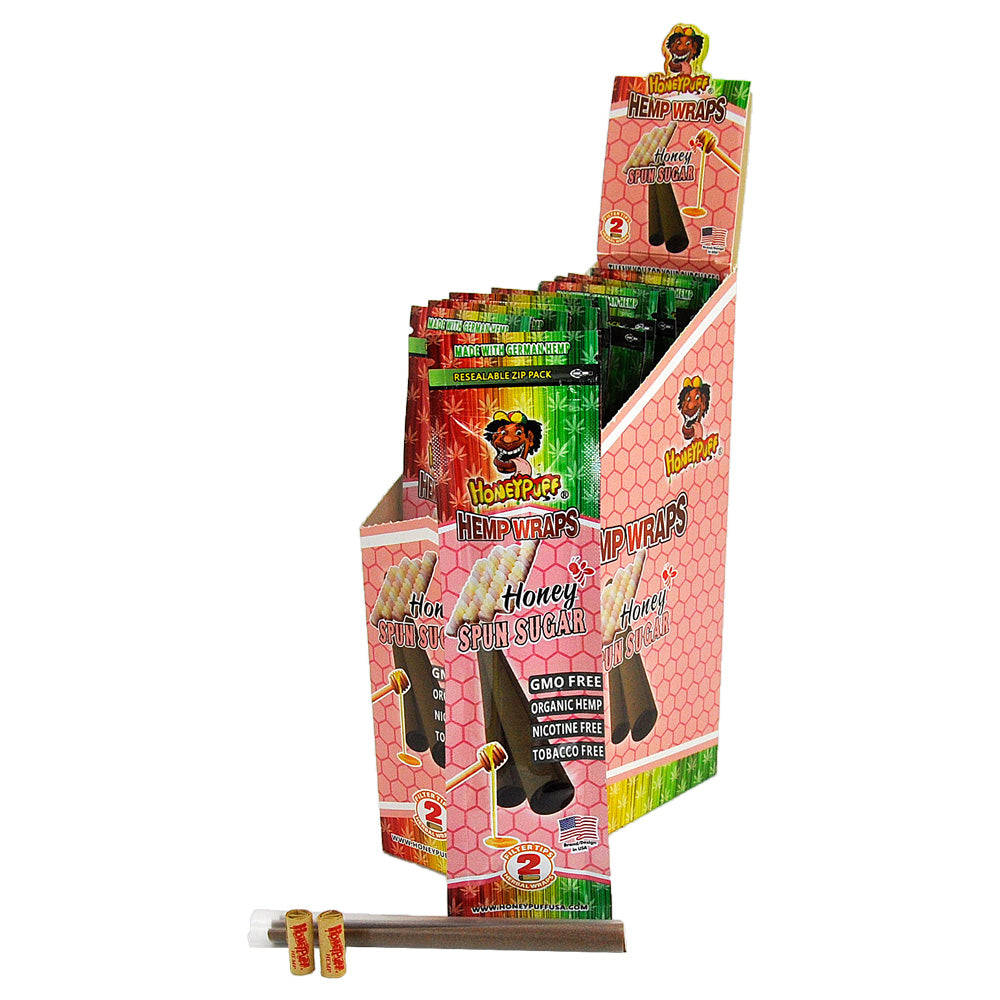 HONEYPUFF Spun Sugar Flavored Pre Rolled Cones, King Size Pre Rolled Rolling Paper with Tips, Slow Burning Rolling Cones, 2 PCS / Pack 12 Packs / Box