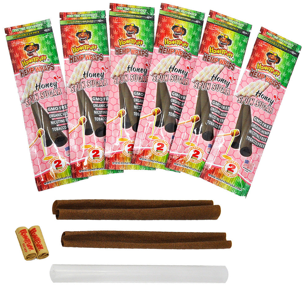 HONEYPUFF Spun Sugar Flavored Pre Rolled Cones, King Size Pre Rolled Rolling Paper with Tips, Slow Burning Rolling Cones, 2 PCS / Pack 12 Packs / Box