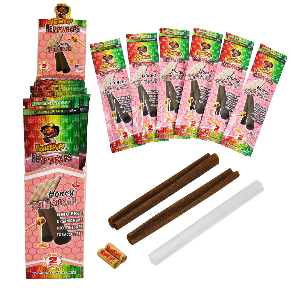 HONEYPUFF Spun Sugar Flavored Pre Rolled Cones, King Size Pre Rolled Rolling Paper with Tips, Slow Burning Rolling Cones, 2 PCS / Pack 12 Packs / Box