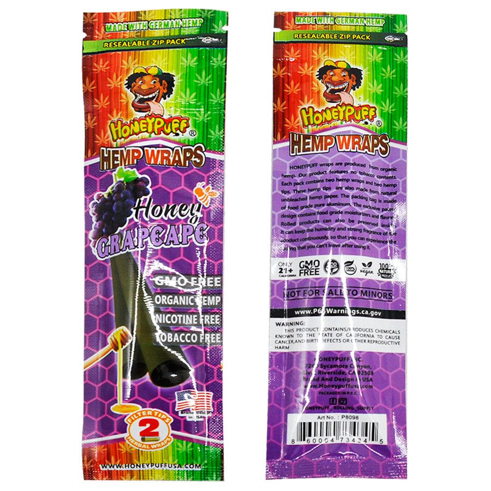 HONEYPUFF Grape Flavored Pre Rolled Cones, King Size Pre Rolled Rolling Paper with Tips, Slow Burning Rolling Cones, 2 PCS / Pack 12 Packs / Box