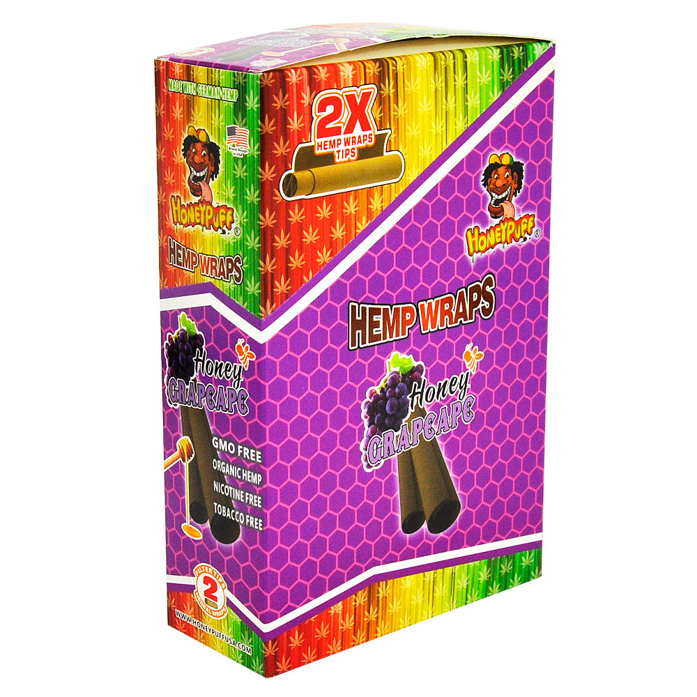 HONEYPUFF Grape Flavored Pre Rolled Cones, King Size Pre Rolled Rolling Paper with Tips, Slow Burning Rolling Cones, 2 PCS / Pack 12 Packs / Box