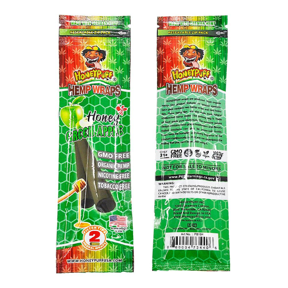 HONEYPUFF Green Apple Flavored Pre Rolled Cones, King Size Pre Rolled Rolling Paper with Tips, Slow Burning Rolling Cones, 2 PCS / Pack 12 Packs / Box