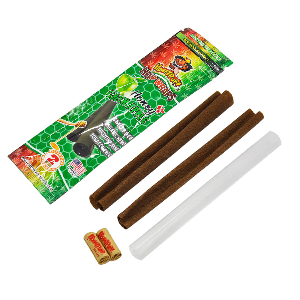 HONEYPUFF Green Apple Flavored Pre Rolled Cones, King Size Pre Rolled Rolling Paper with Tips, Slow Burning Rolling Cones, 2 PCS / Pack 12 Packs / Box