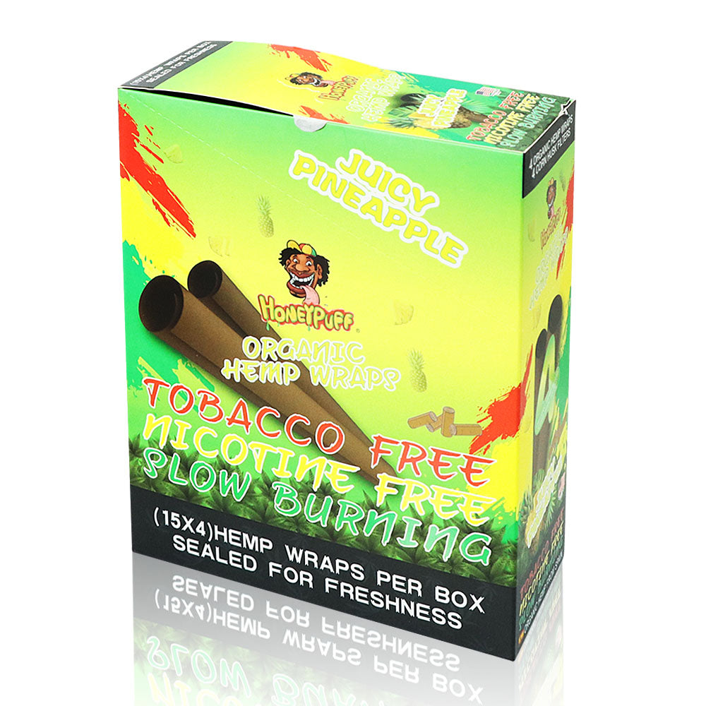 HONEYPUFF Pineapple Flavors Rolling Papers, King Size Cigarette Rolling Paper with Tips, Slow Burning Rolling Paper & Biodegradable, 4 Pieces / Pack 15 Pack / Box