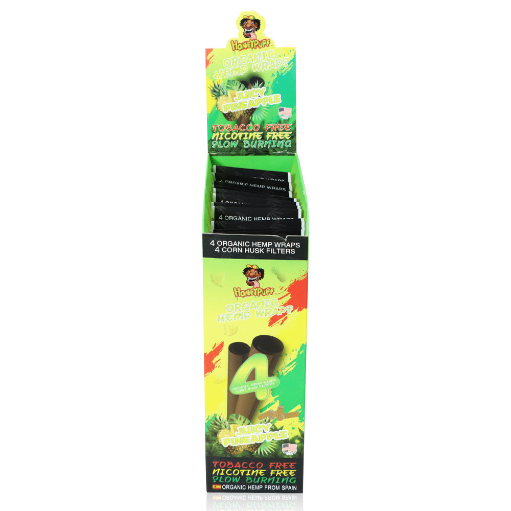 HONEYPUFF Pineapple Flavors Rolling Papers, King Size Cigarette Rolling Paper with Tips, Slow Burning Rolling Paper & Biodegradable, 4 Pieces / Pack 15 Pack / Box
