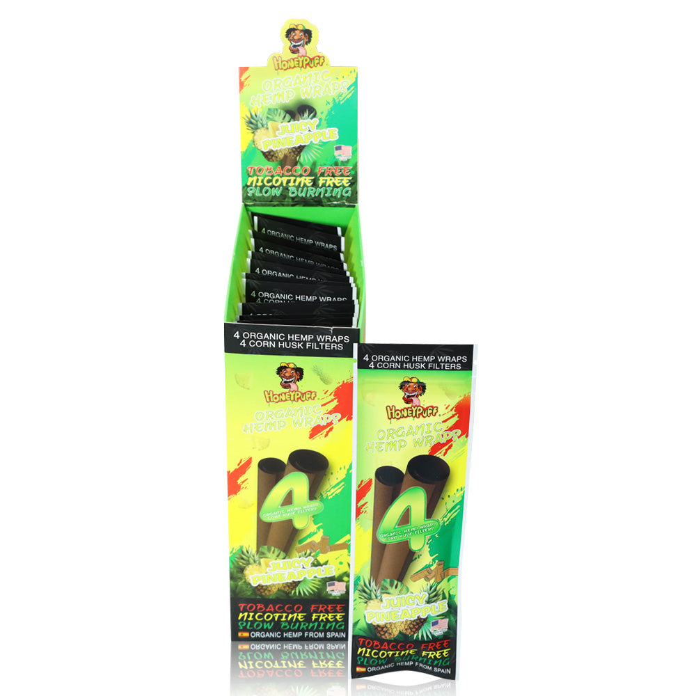 HONEYPUFF Pineapple Flavors Rolling Papers, King Size Cigarette Rolling Paper with Tips, Slow Burning Rolling Paper & Biodegradable, 4 Pieces / Pack 15 Pack / Box