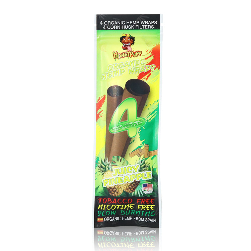 HONEYPUFF Pineapple Flavors Rolling Papers, King Size Cigarette Rolling Paper with Tips, Slow Burning Rolling Paper & Biodegradable, 4 Pieces / Pack 15 Pack / Box