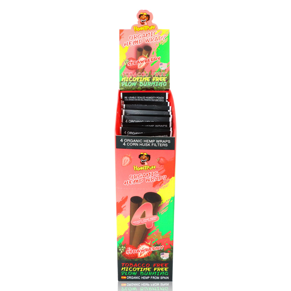HONEYPUFF Strawberry Flavors Rolling Papers, King Size Cigarette Rolling Paper with Tips, Slow Burning Rolling Paper & Biodegradable, 4 Pieces / Pack 15 Pack / Box