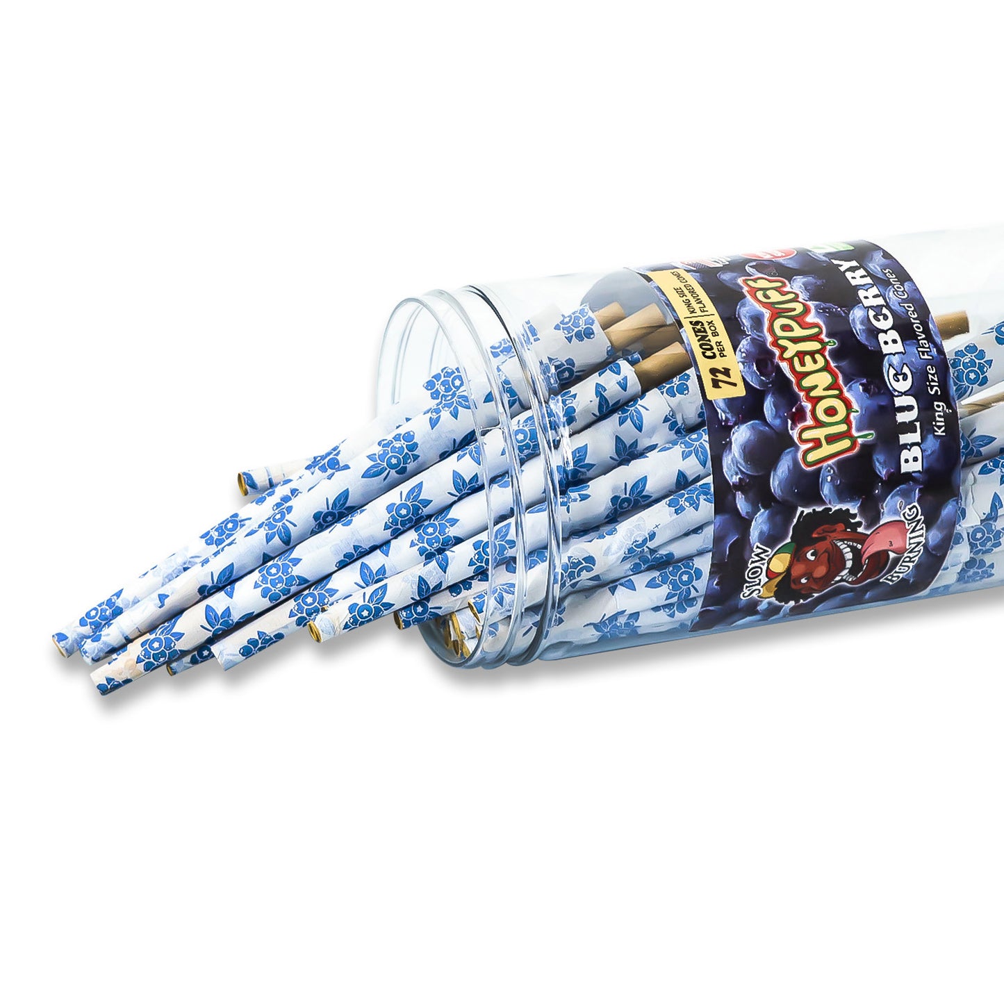 HONEYPUFF Blueberry Flavor Pre Rolled Cones, King Size Pre Rolled Rolling Paper with Tips, Slow Burning Papers (72 PCS)