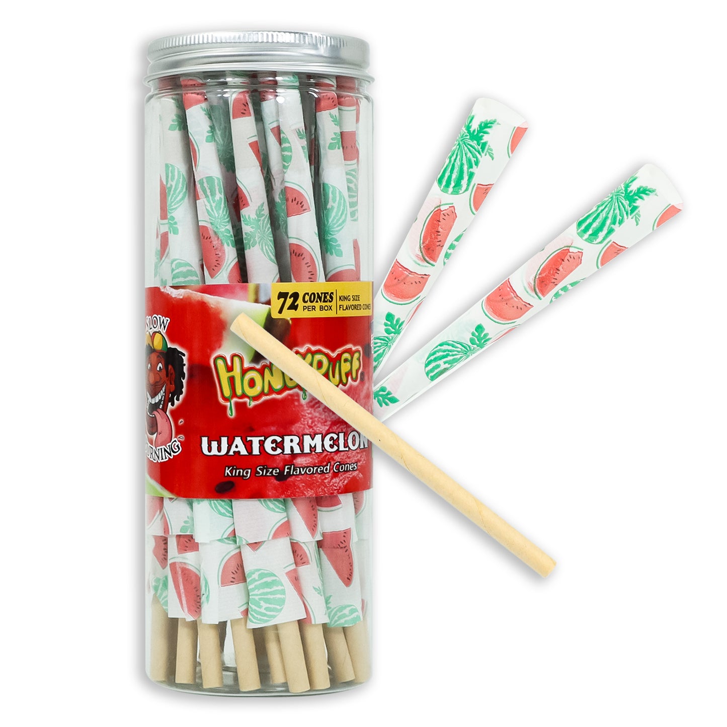 HONEYPUFF Watermelon Flavor Pre Rolled Cones, King Size Pre Rolled Rolling Paper with Tips, Slow Burning Papers (72 PCS)