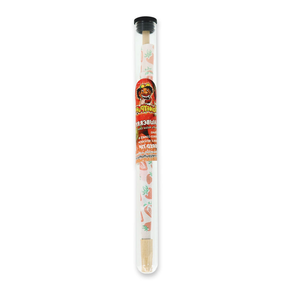HONEYPUFF Strawberry Flavors Pre Rolled Cones With Wood Tips, King Size Rolling Paper & Glass Cigarette Holder Slow Burning Rolling Cones