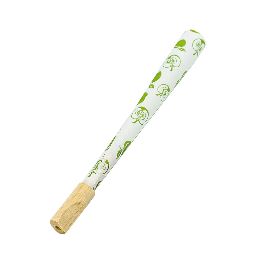 HONEYPUFF Green Apple Flavors Pre Rolled Cones With Wood Tips, King Size Rolling Paper & Glass Cigarette Holder Slow Burning Rolling Cones