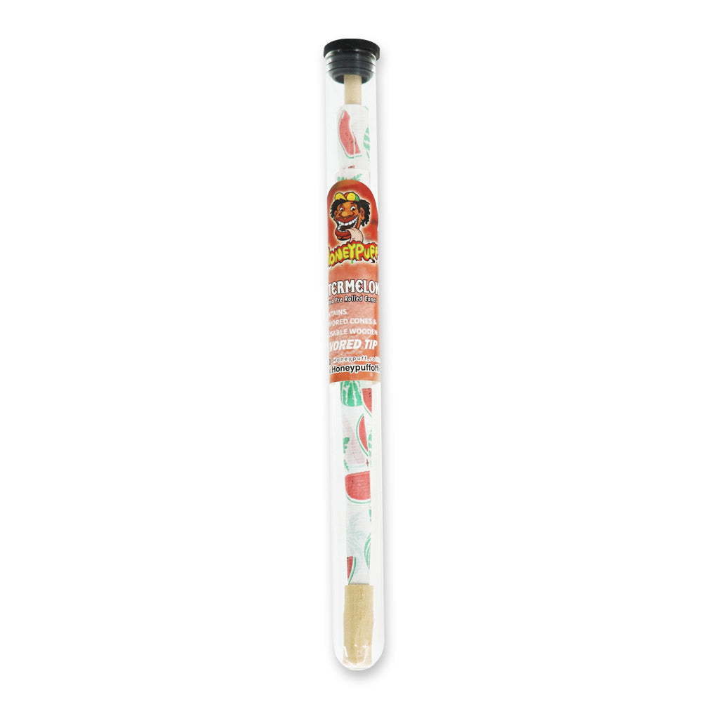 HONEYPUFF Watermelon Flavors Pre Rolled Cones With Wood Tips, King Size Rolling Paper & Glass Cigarette Holder Slow Burning Rolling Cones