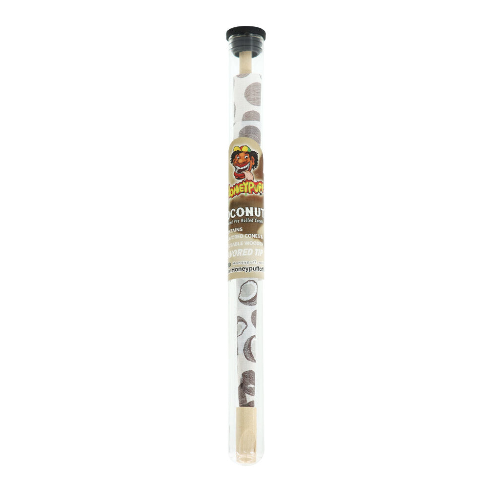 HONEYPUFF Coconut Flavors Pre Rolled Cones With Wood Tips, King Size Rolling Paper & Glass Cigarette Holder Slow Burning Rolling Cones