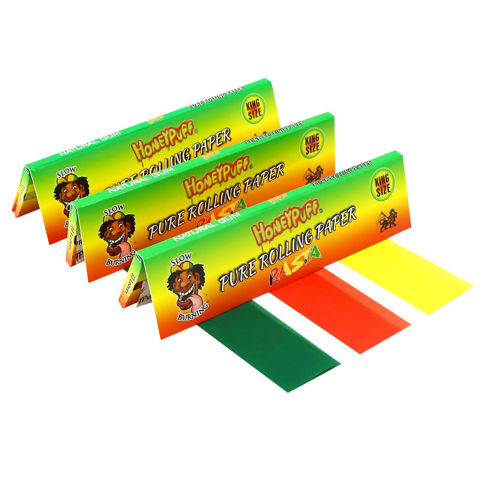 HONEYPUFF King Size Cigarette Rolling Paper, 3 Colors Natural Grain Fiber Rolling Papers,Slow Burning Papers
