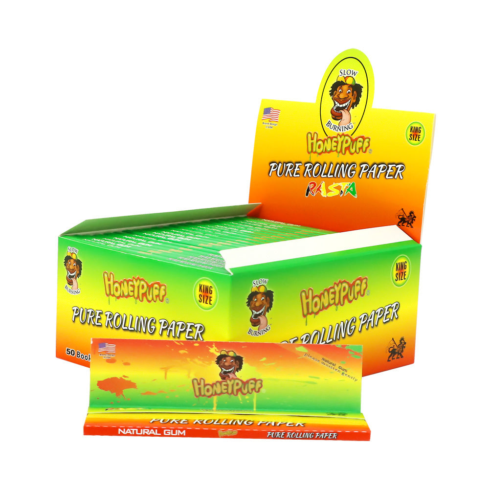 HONEYPUFF King Size Cigarette Rolling Paper, 3 Colors Natural Grain Fiber Rolling Papers,Slow Burning Papers