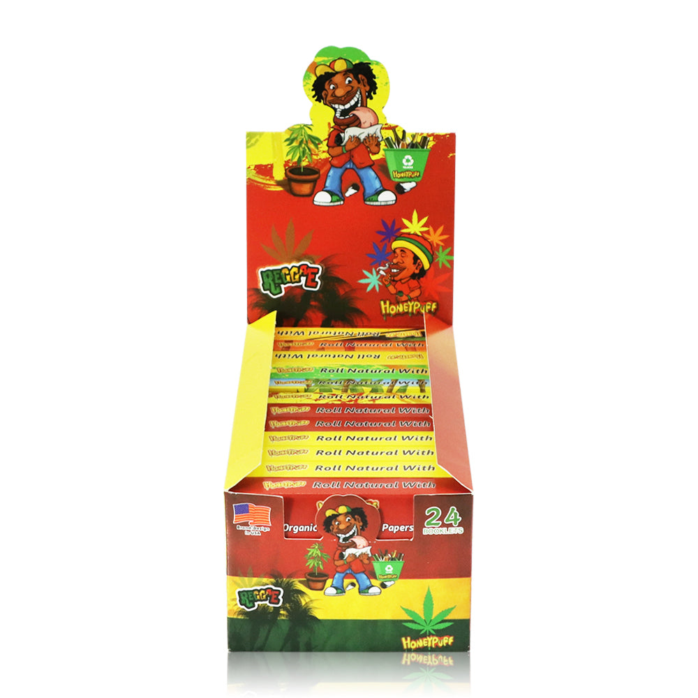 HONEYPUFF Rasta Style Rolling Papers with Rolling Tips, 1 1/4 Size Rolling Paper, Natural Slow Burning Papers, 50 PCS
