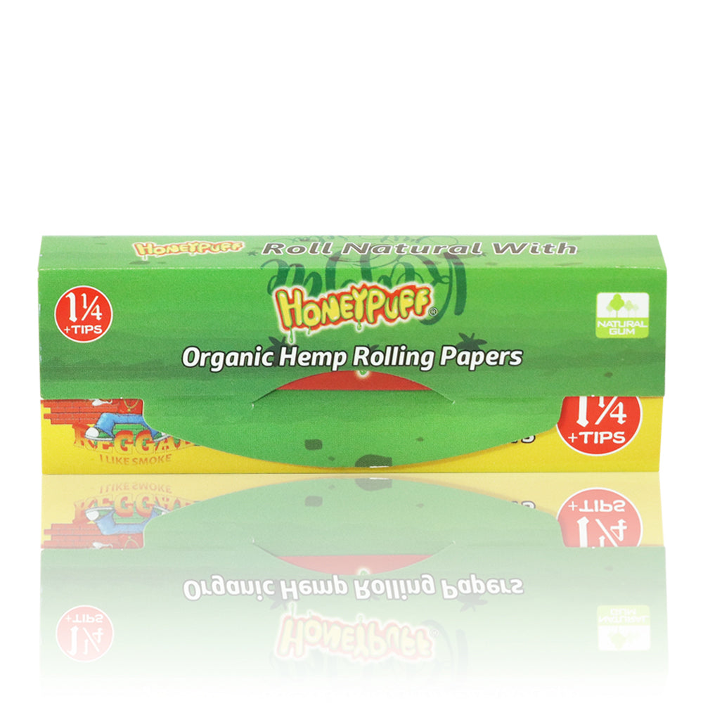HONEYPUFF Rasta Style Rolling Papers with Rolling Tips, 1 1/4 Size Rolling Paper, Natural Slow Burning Papers, 50 PCS