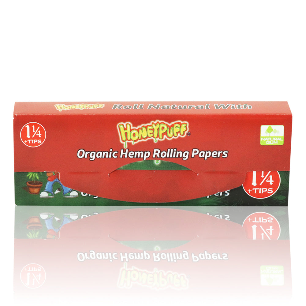HONEYPUFF Rasta Style Rolling Papers with Rolling Tips, 1 1/4 Size Rolling Paper, Natural Slow Burning Papers, 50 PCS