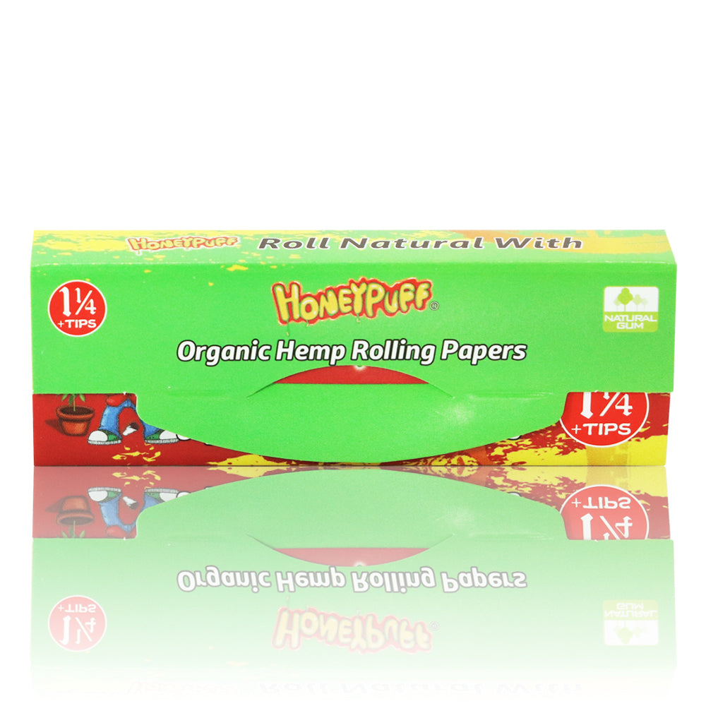 HONEYPUFF Rasta Style Rolling Papers with Rolling Tips, 1 1/4 Size Rolling Paper, Natural Slow Burning Papers, 50 PCS