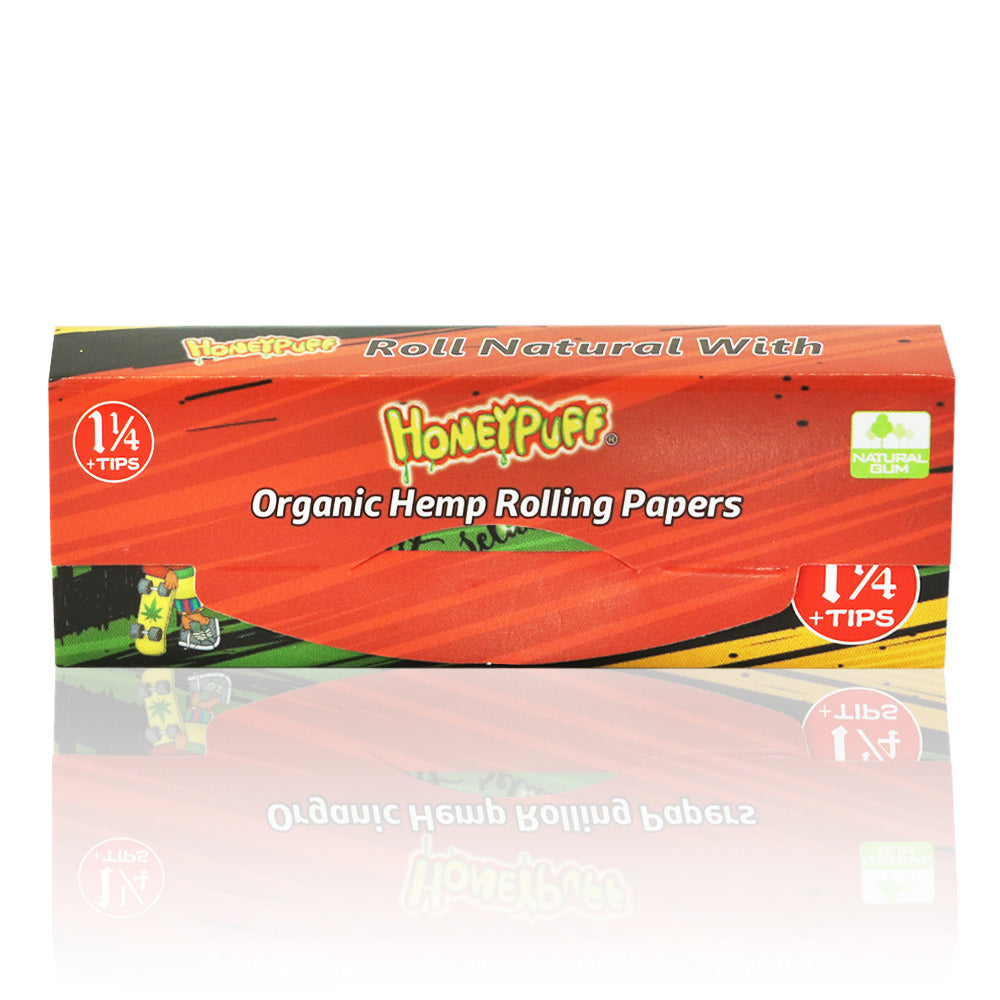 HONEYPUFF Rasta Style Rolling Papers with Rolling Tips, 1 1/4 Size Rolling Paper, Natural Slow Burning Papers, 50 PCS
