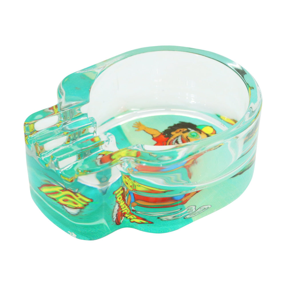 HONEYPUFF Skull Glass Ashtray, Three Cigarette Holders Ash Tray, Easy Clean Glass Cigarette Ashtray, 6 PCS