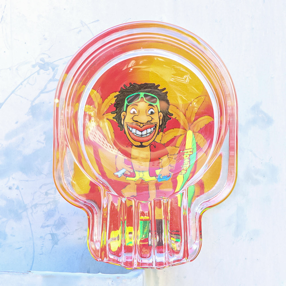 HONEYPUFF Skull Glass Ashtray, Three Cigarette Holders Ash Tray, Easy Clean Glass Cigarette Ashtray, 6 PCS
