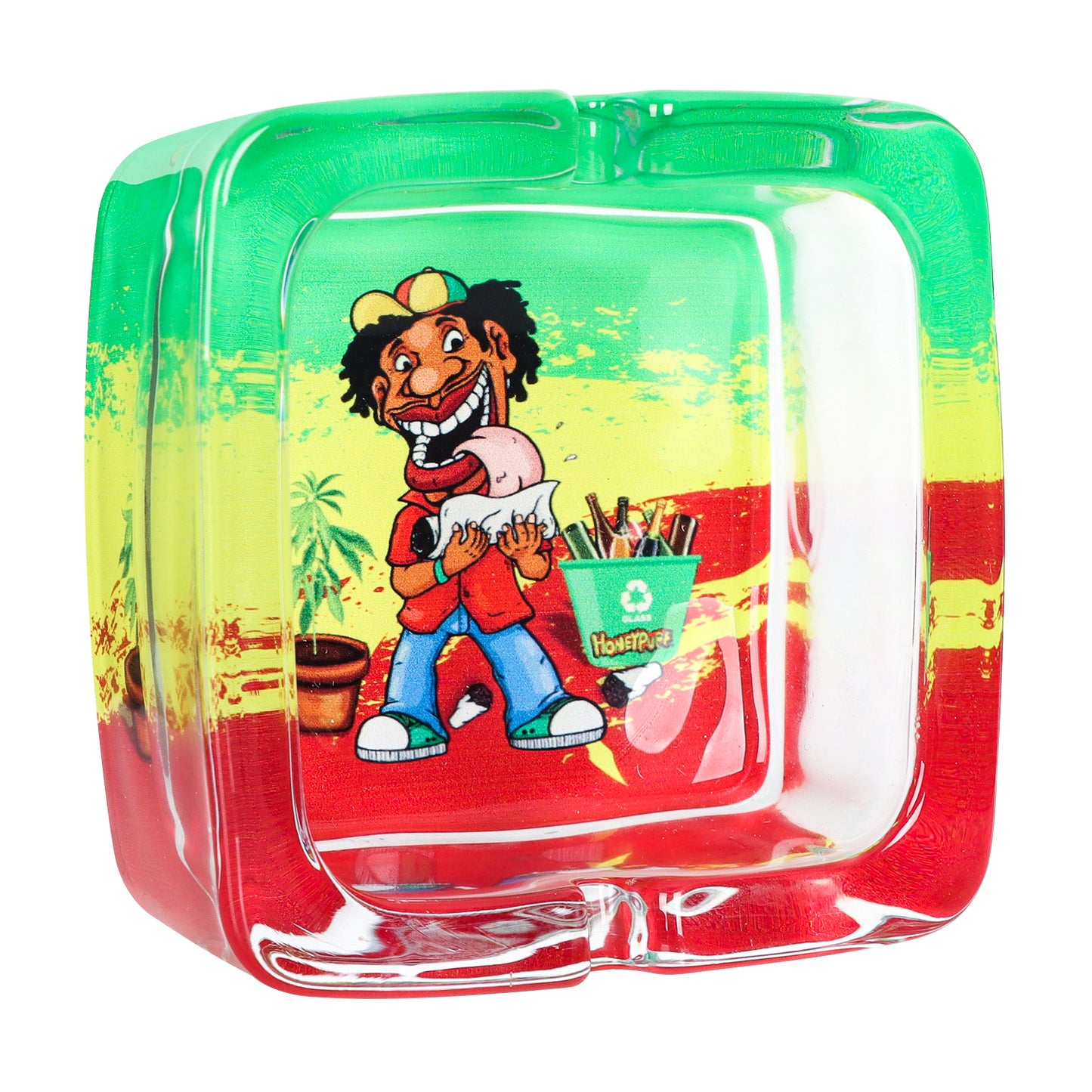 HONEYPUFF 92 mm Glass Ashtray, Square Shape Ash Tray with Cigarette Holder, Decorate Cigarette Ashtray & Easy Clean, 6 PCS