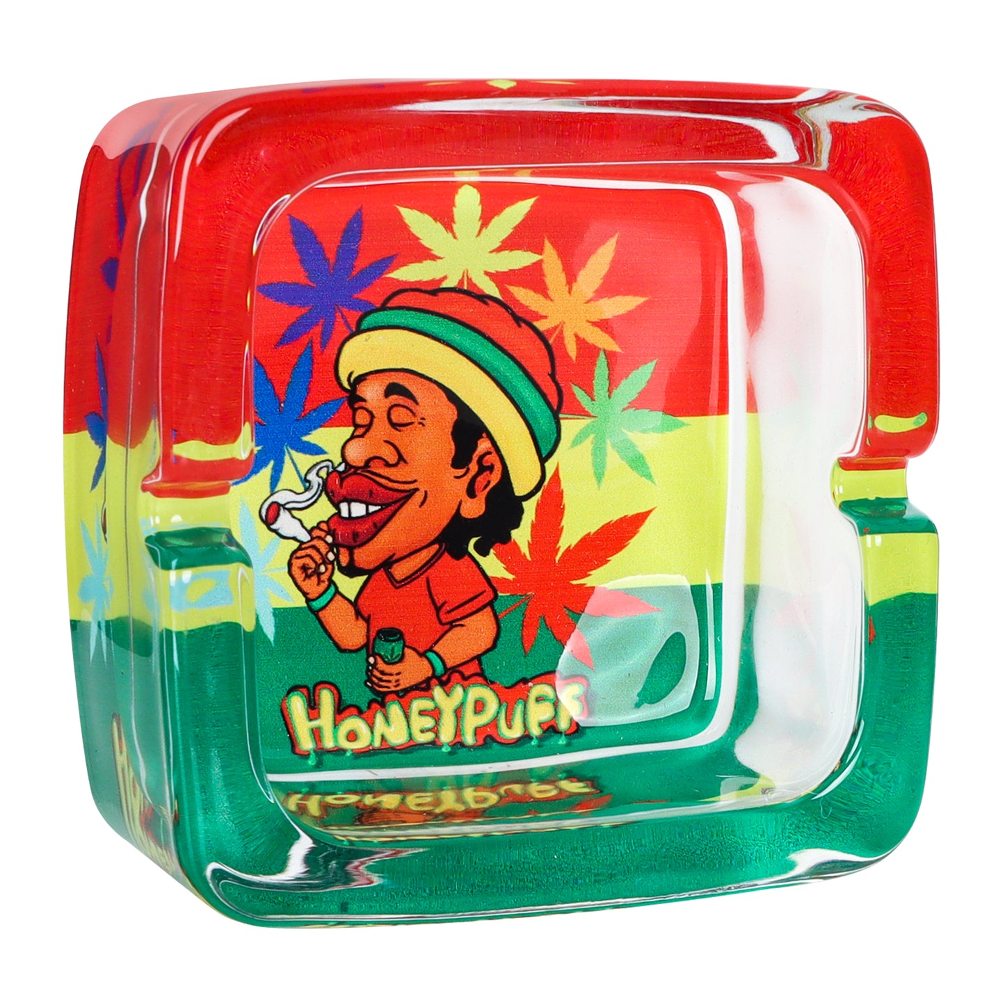 HONEYPUFF 92 mm Glass Ashtray, Square Shape Ash Tray with Cigarette Holder, Decorate Cigarette Ashtray & Easy Clean, 6 PCS