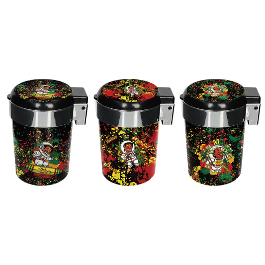 HONEYPUFF Flip Plastic Ashtray, Black Big Storage Jar Ash Tray, Easy Clean Cigarette Ashtray, 6 PCS / Box