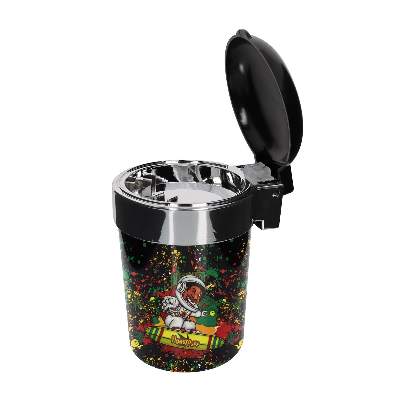 HONEYPUFF Flip Plastic Ashtray, Black Big Storage Jar Ash Tray, Easy Clean Cigarette Ashtray, 6 PCS / Box