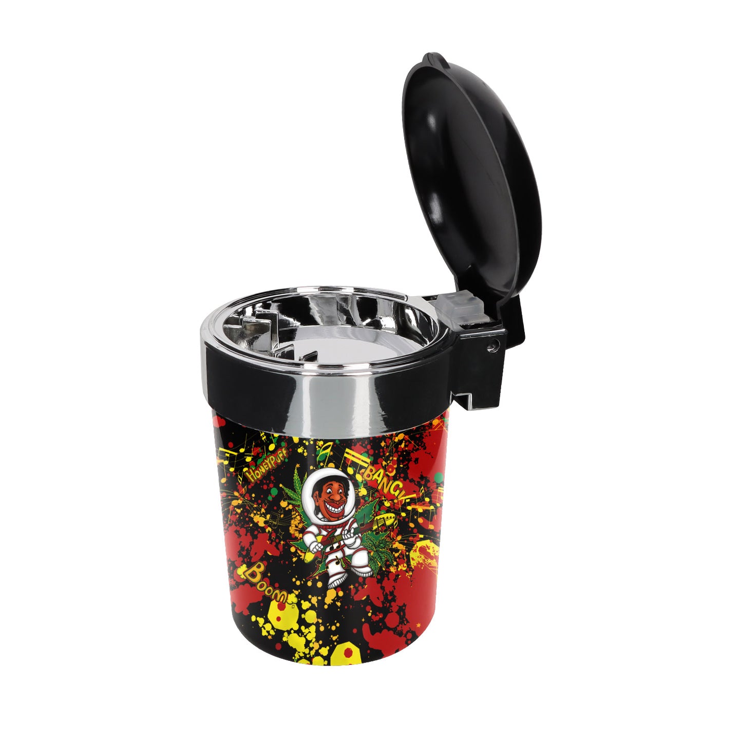 HONEYPUFF Flip Plastic Ashtray, Black Big Storage Jar Ash Tray, Easy Clean Cigarette Ashtray, 6 PCS / Box