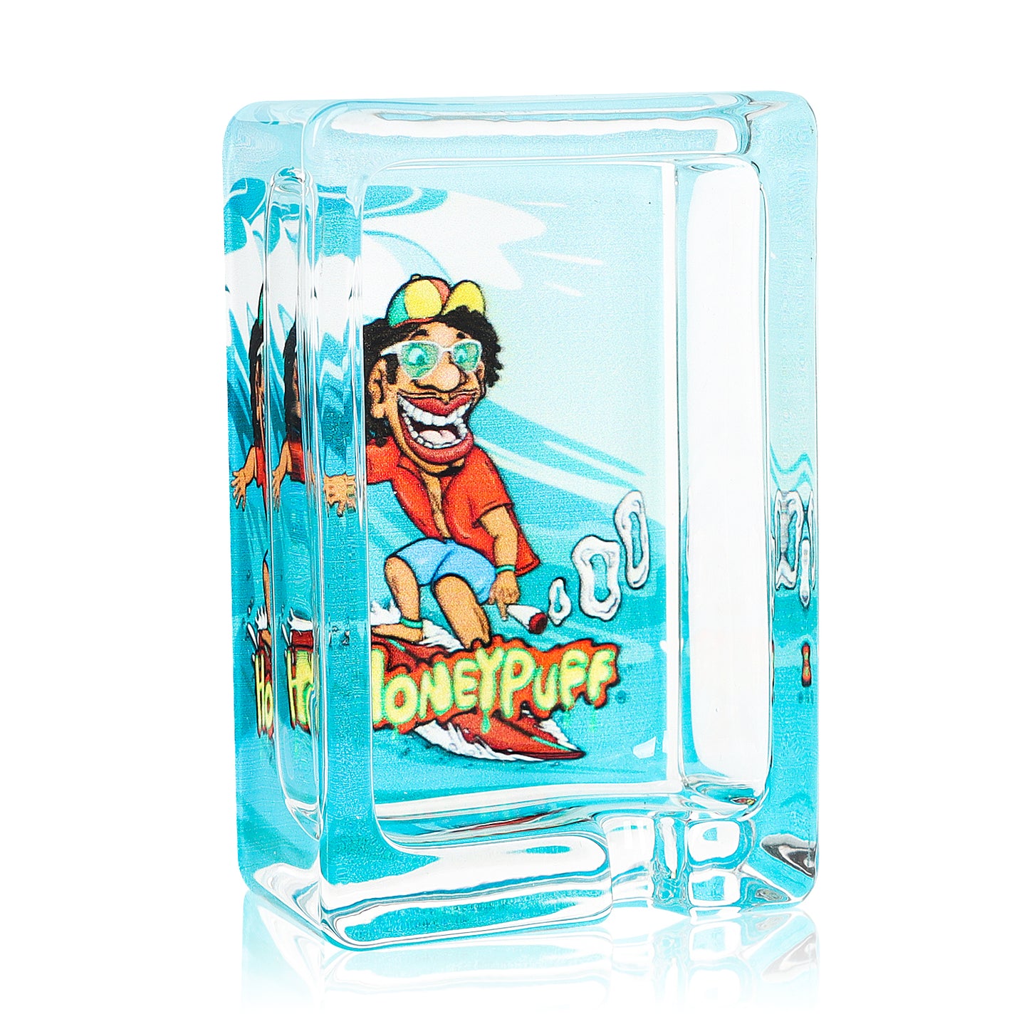 HONEYPUFF 86 mm Rectangle Shape Glass Ashtray, Decorative Ash Tray, Portable Cigarette Ashtray with Cigarette Holder