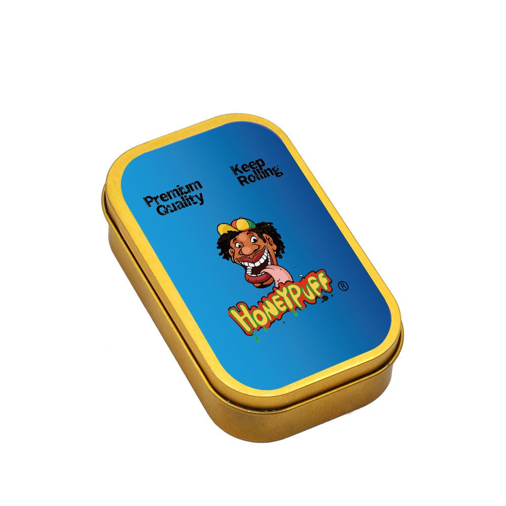 HONEYPUFF 97 x 56 mm Tobacco Metal Tin, Gold Color Metal Herb Case, Portable Metal Tin