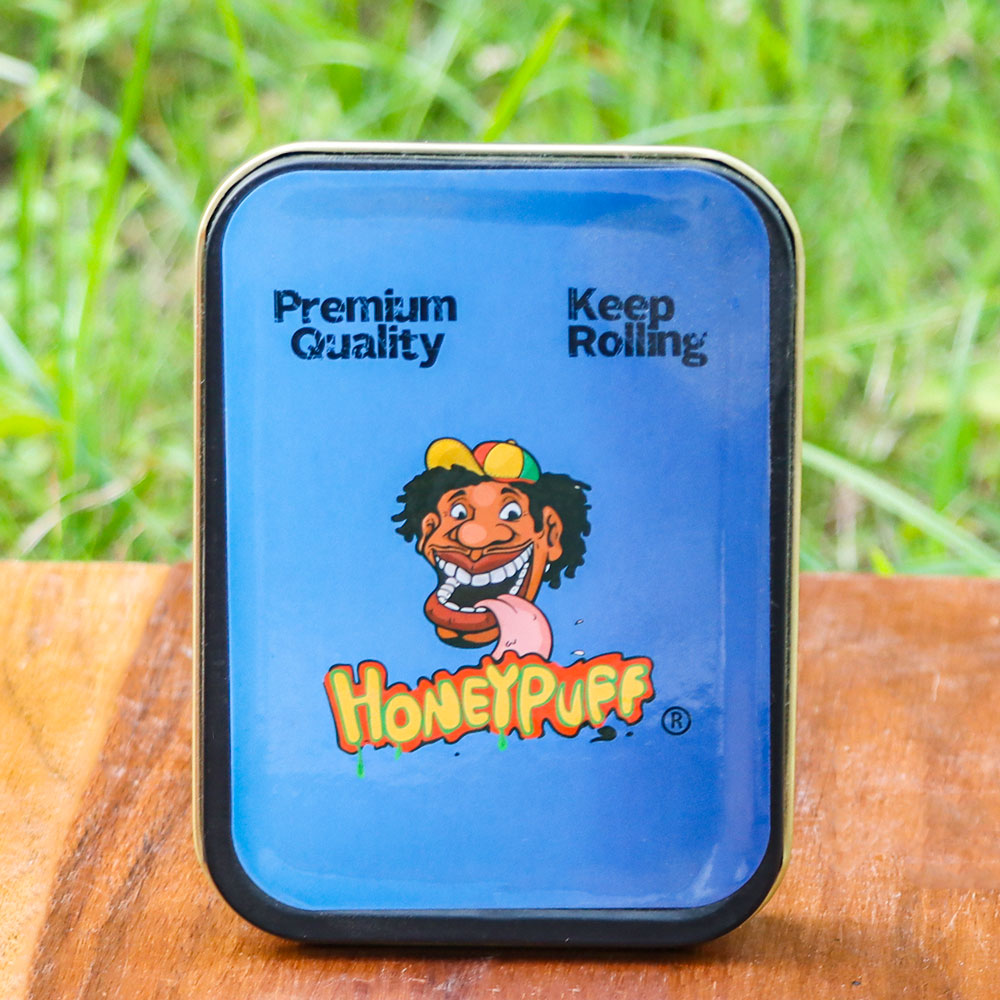 HONEYPUFF 97 x 56 mm Tobacco Metal Tin, Gold Color Metal Herb Case, Portable Metal Tin