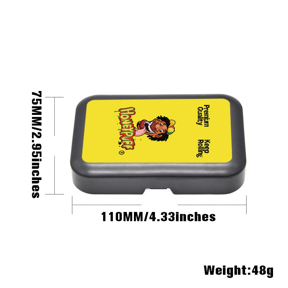 HONEYPUFF Plastic Storage Case, Flip Cover with Paper Clip Tobacco Stash Box, 110 x 75 mm Cigarette Storage Case