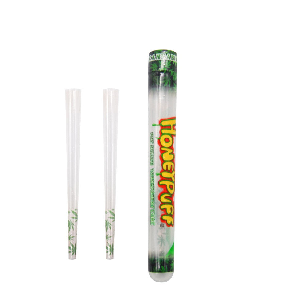 HONEYPUFF-Vorgerollte Tüten mit Cannabisgeschmack, durchsichtige Zigarettenpapiere, vorgerollte Zigarettenpapiere der Größe 1 1/4 mit Tips, 2 Stück pro Tube