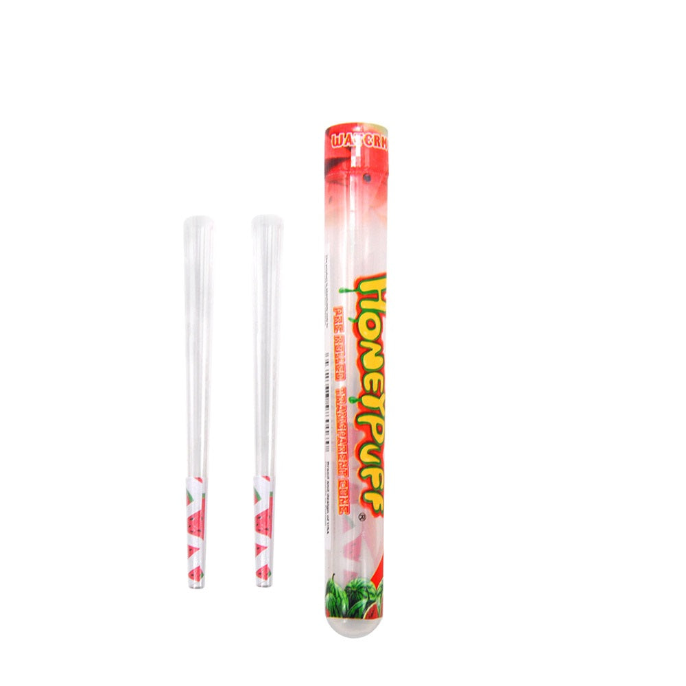 HONEYPUFF Wassermelonengeschmack, vorgerollte Tüten, transparente Zigarettenpapiere, vorgerollte Zigarettenpapiere der Größe 1 1/4 mit Tips, 2 Stück pro Tube