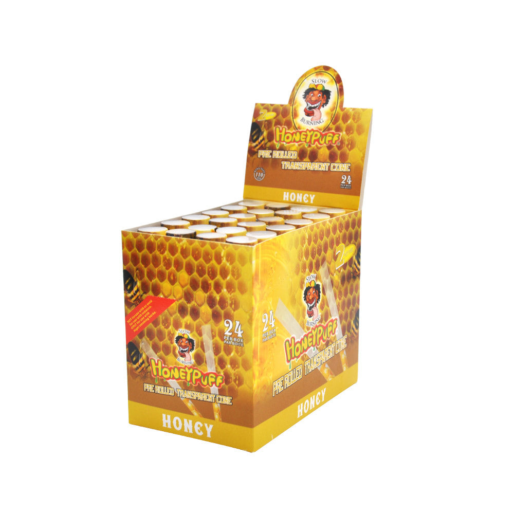 HONEYPUFF Honey Flavored Pre Rolled Cones, King Size Pre Rolled Rolling Paper with Tips, Transparent & Slow Burning Rolled Paper, 2 PCS per Tube