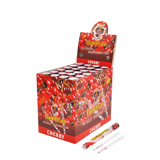 HONEYPUFF Kirschgeschmack, vorgerollte Tüten, transparente Zigarettenpapiere, vorgerollte Kingsize-Zigarettenpapiere mit Tips, 2 Stück pro Tube