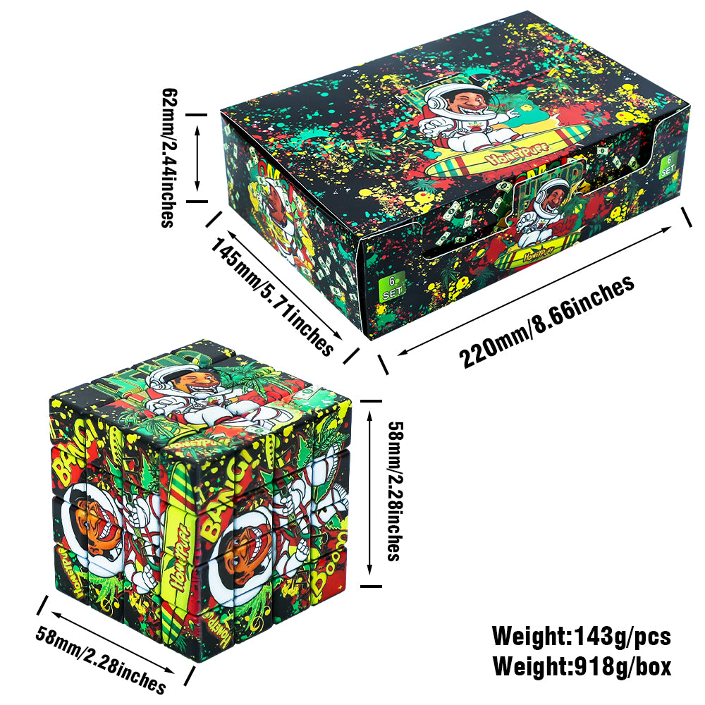 HONEYPUFF Cube Shape Plastic Smoker Grinder, 58 mm 4 Lay Herb Grinder, 6 PCS / Box
