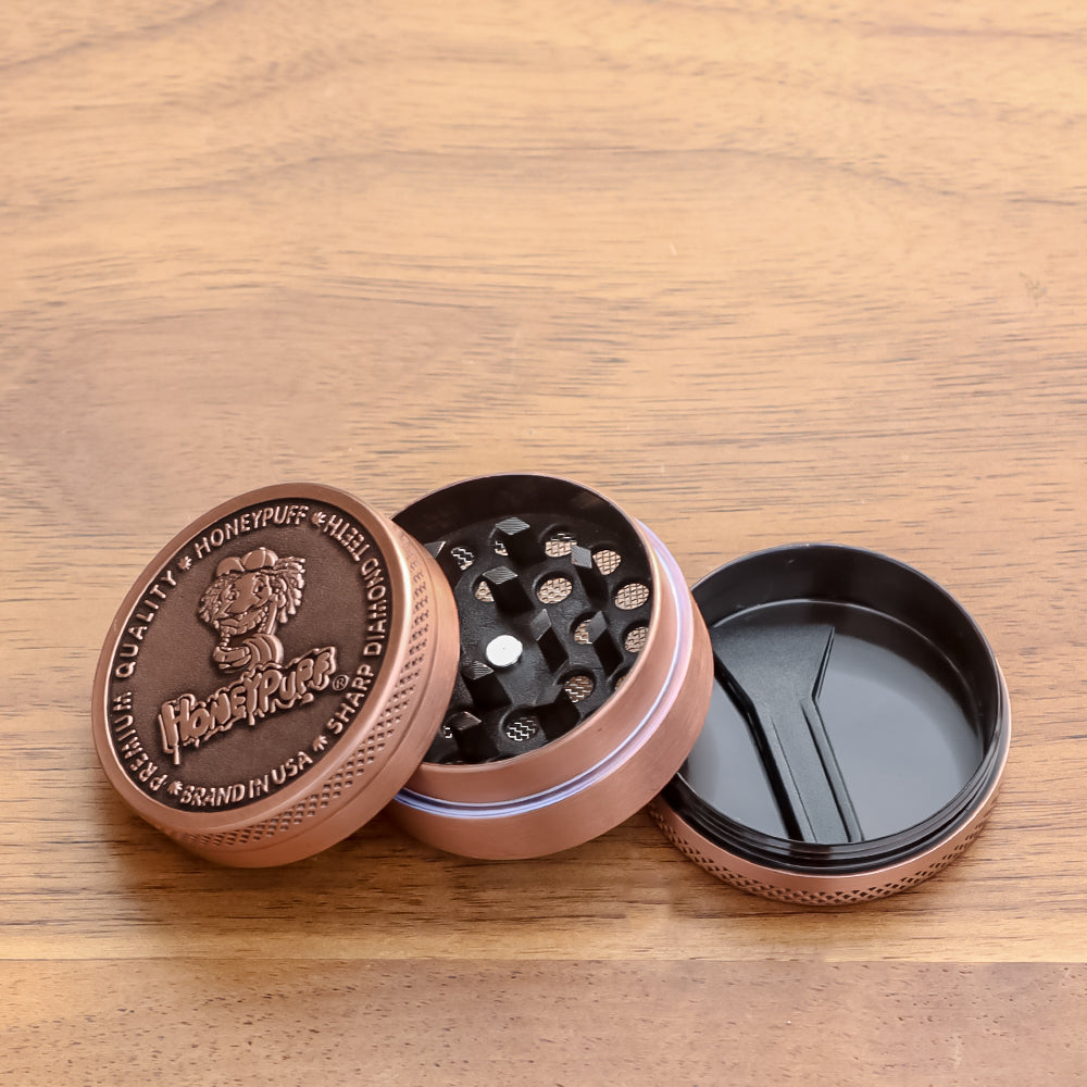 HONEYPUFF 40 mm Zinc Alloy Herb Grinder, 3 Lay Metal Tobacco Grinder, Easy Clean Weed Grinder, 6 PCS / Box