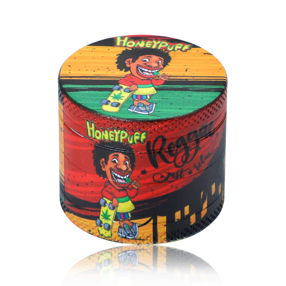 HONEYPUFF 40 mm Zinc Metal Herb Grinder, Rasta Style 4 Lay Smoker Grinder, 6 PCS / Box
